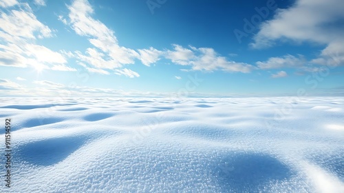 Snowy Landscape with Blue Sky and Clouds