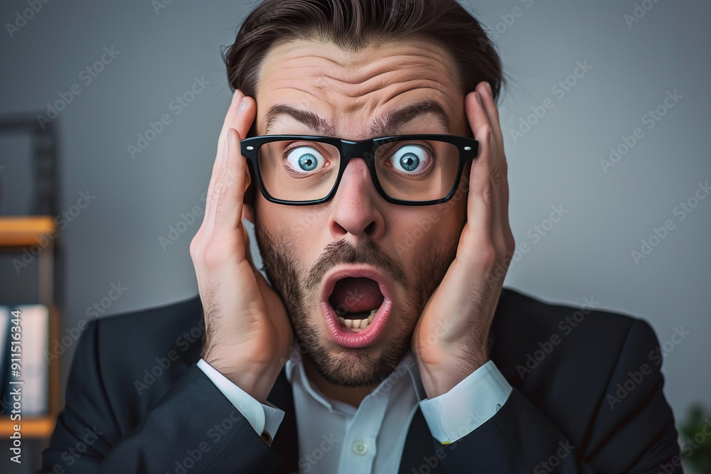 a man's surprised expression, suitable for use as a thumbnail or photo reference a man's surprised expression, suitable for use as a thumbnail or photo reference
