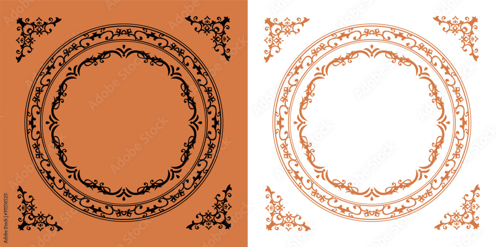 ハロウィンのフレームデザインセット