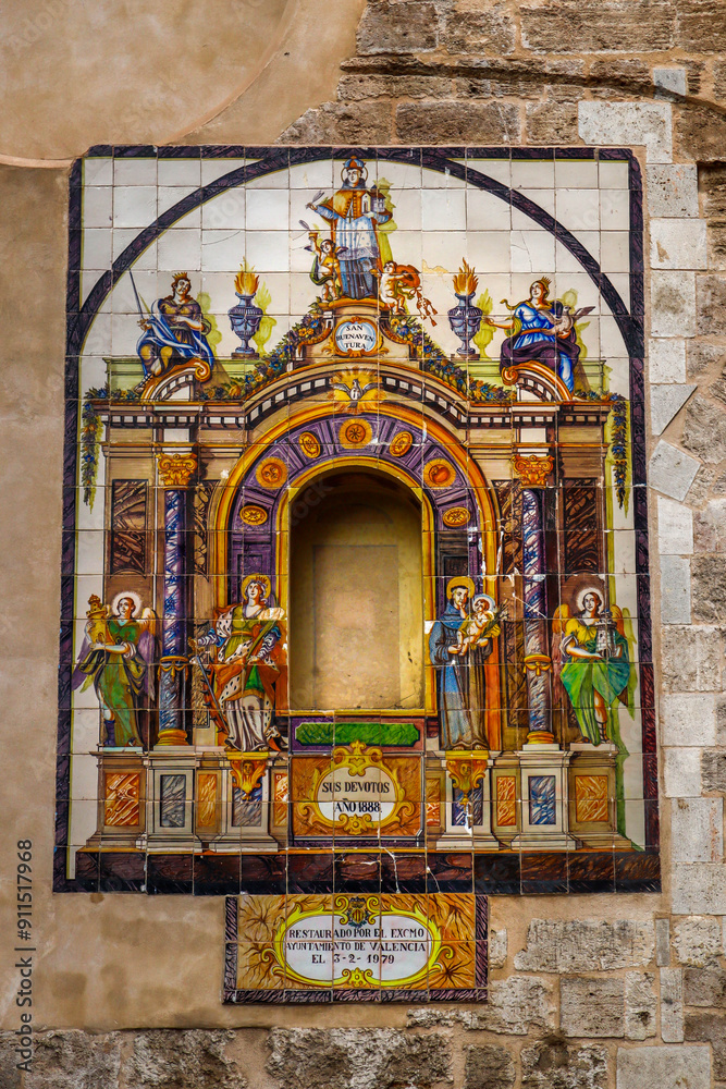 Obraz premium Fresco on the Church, Valencia, Spain.