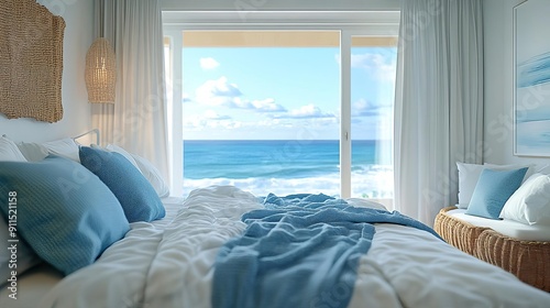 Blue ocean view from bedroom