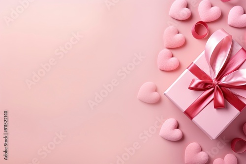 pink gift background and love image around it with genrative ai