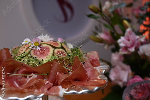 Wallpaper Mural ham and cheese, table setting at a wedding reception, table setting at a restaurant, table setting, table with food, parma ham with fresh figs, buffet, thanksgiving day, thanksgiving, haute cuisine Torontodigital.ca