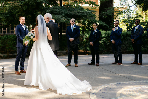Father Gives Away the Bride at the Altar