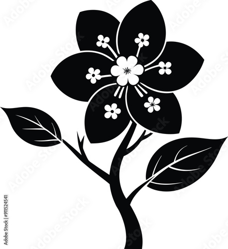 Black silhouette cheery flower