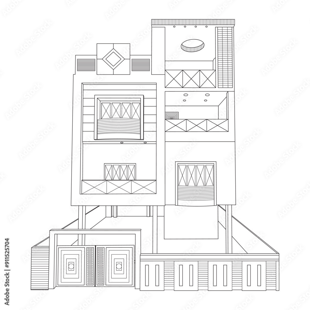 Modern one line city building. One single outline cityscape construction. Editable stroke building concept, Vector illustration. Modern one line city building. One single outline cityscape construction. Editable stroke building concept, Vector illustration.