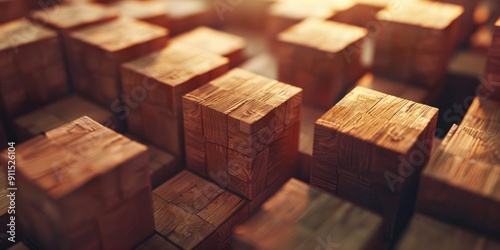 Compliance concept created with wooden cubes Close up view photo