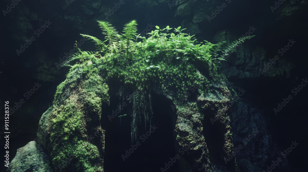 Include cave-adapted plant life like mosses, fungi, or other unique flora that thrive in the dark, humid conditions of caves. Include cave-adapted plant life like mosses, fungi, or other unique flora that thrive in the dark, humid conditions of caves.