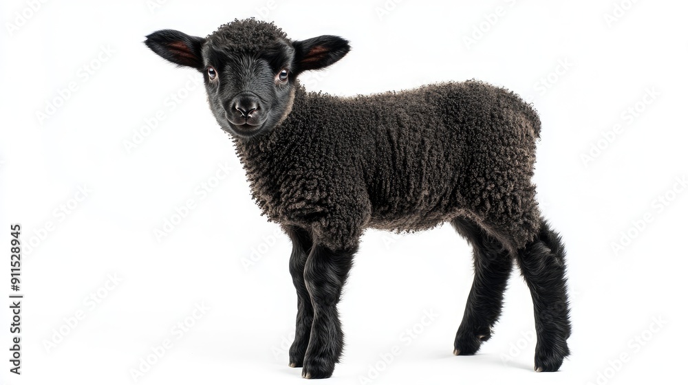 Portrait and standing images of a black lamb, isolated on a white background. Ideal for animal collections and farm-related projects. Portrait and standing images of a black lamb, isolated on a white background. Ideal for animal collections and farm-related projects.