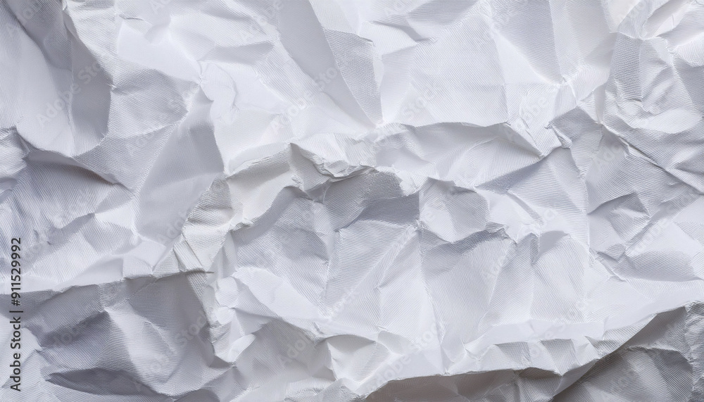 Crumpled White Paper Texture Background for Design and Art Projects
