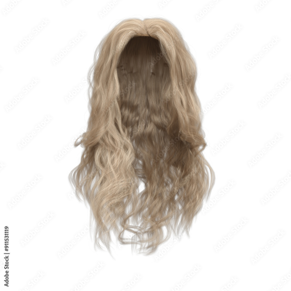 3d render soft curl wavy long blonde hair isolated 3d render soft curl wavy long blonde hair isolated