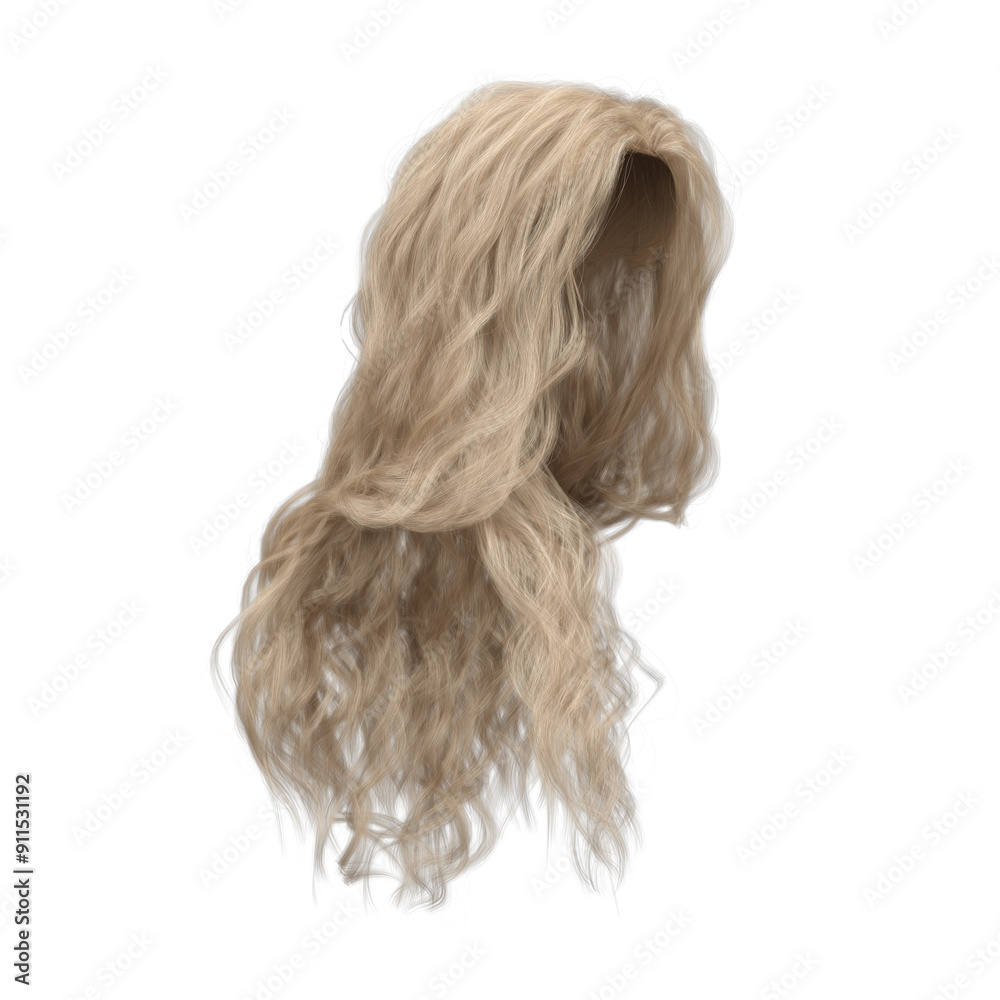 3d render soft curl wavy long blonde hair isolated 3d render soft curl wavy long blonde hair isolated