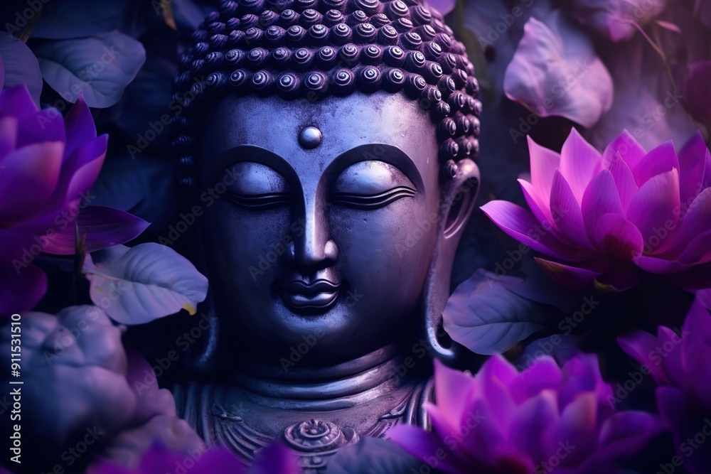 buddha statue with lotus flowers in the background
buddha statue with lotus flowers in the background