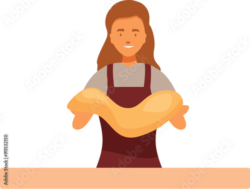 Baker woman kneading dough making bread baking pastry