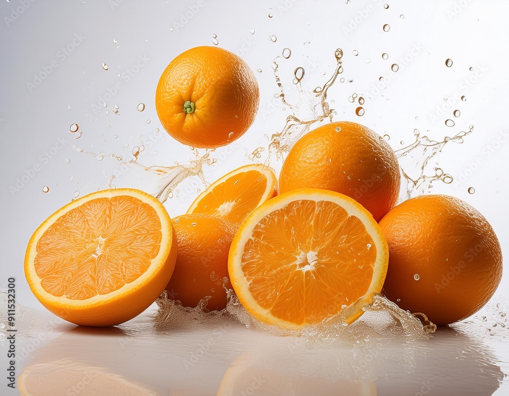 Erfrischende Orangen vor einem weißen Hintergrund Erfrischende Orangen vor einem weißen Hintergrund