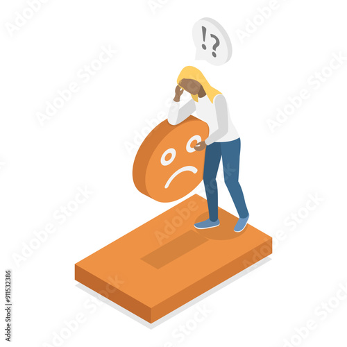 3D Isometric Flat Vector Set of Mood Scenes, Client Review. Item 3