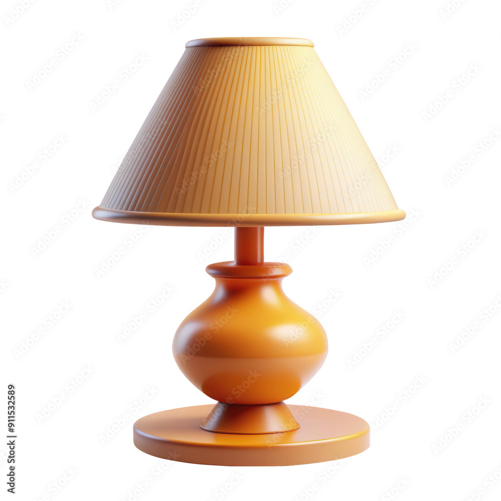 3D Orange Table Lamp with a traditional design and a pleated lampshade. Isolated on transparent background, png. 3D Orange Table Lamp with a traditional design and a pleated lampshade. Isolated on transparent background, png.