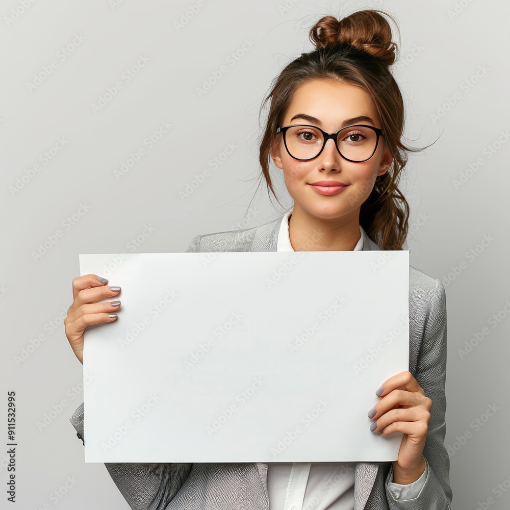 Businesswoman with empty space for advertising. Businesswoman with empty space for advertising.