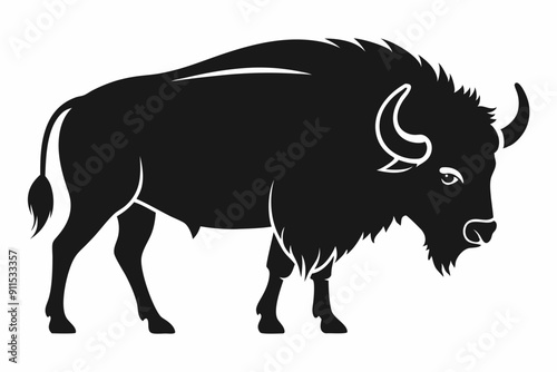 Bison buffalo vector silhouette, bison icon