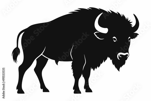 Bison buffalo vector silhouette, bison icon