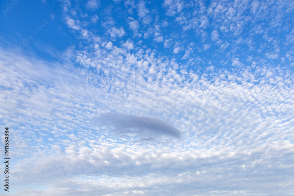 Obraz premium Looking up at pretty clouds and a blue sky