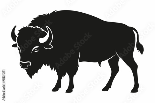 american bison silhouette, bison vector illustration, bison icon

