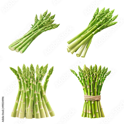 Asparagus isolated white background for cooked food Healthy PNG Vegetable Concept