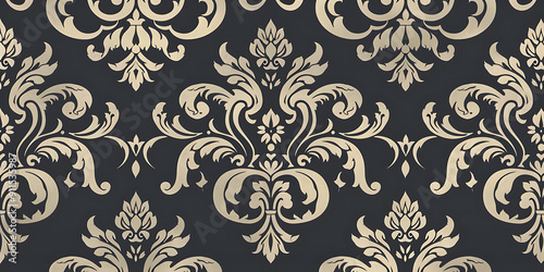 Elegant gold and black damask pattern for luxurious and sophisticated design projects. 