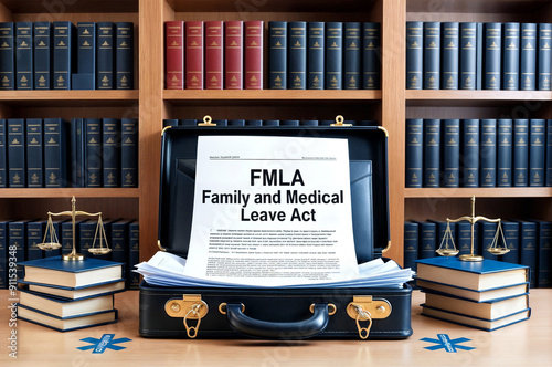 A briefcase with a document inside titled text phrase word 