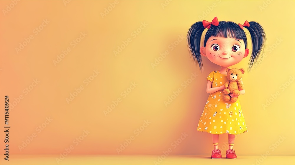 Charming Cartoon Girl with Teddy Bear: Perfect Pastel Poster for Whimsical Children’s Room or Playroom Décor! Charming Cartoon Girl with Teddy Bear: Perfect Pastel Poster for Whimsical Children’s Room or Playroom Décor!