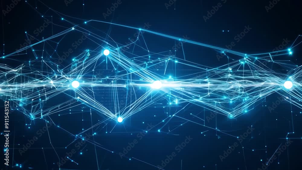 Abstract futuristic network with glowing lines and nodes on dark background Abstract futuristic network with glowing lines and nodes on dark background