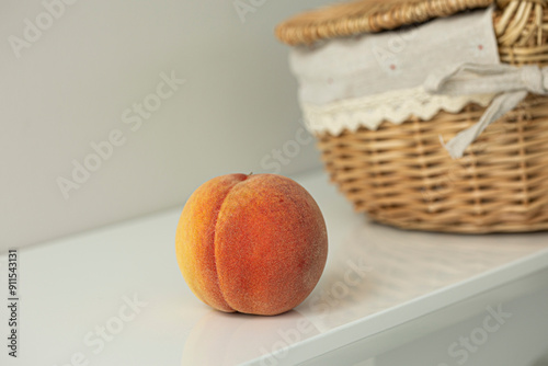 Sweet Yellow Peach fruit isolated on white background. photo