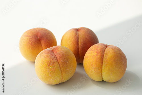 Sweet Yellow Peach fruit isolated on white background. photo