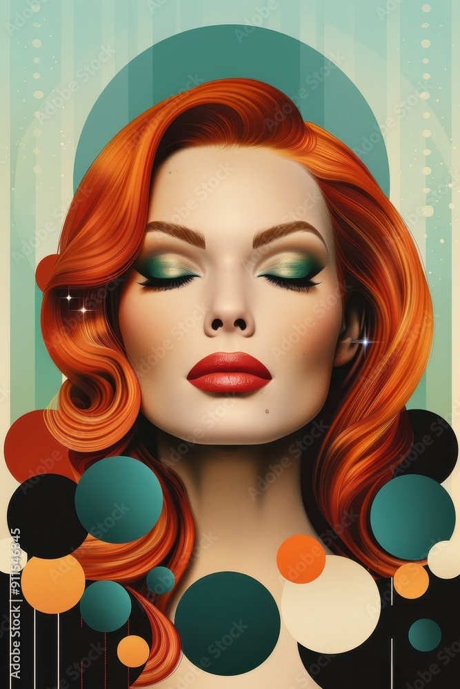 Abstract Pop Art Angel With Vibrant Orange Hair and Green Eyes Abstract Pop Art Angel With Vibrant Orange Hair and Green Eyes