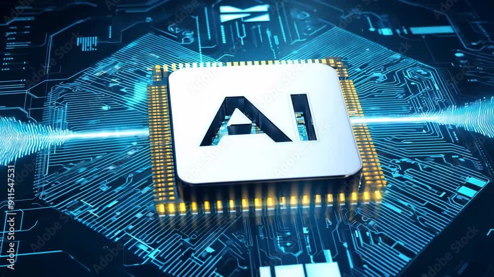 Motherboard CPU Processor Microchip with 'AI' Starting Digitalization ...
