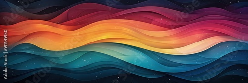 Vibrant Abstract Rainbow Waves in Dynamic Pop Art Style