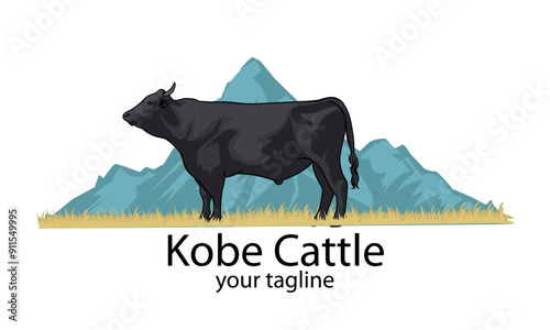 kobe ​​cattle for your logo with separate white background