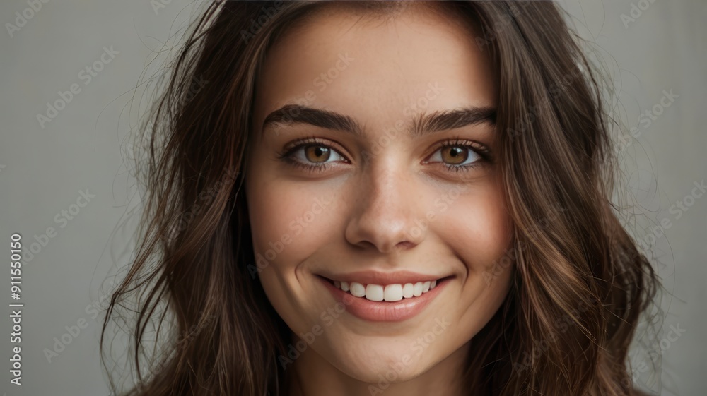 Close up portrait of a young smiling brunette woman Close up portrait of a young smiling brunette woman