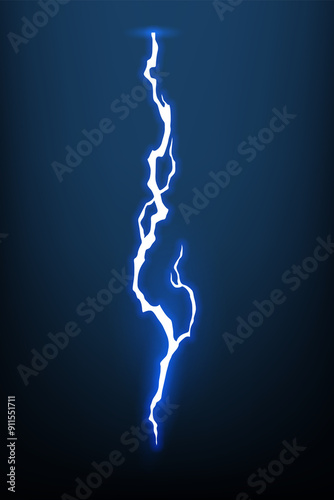 Obraz na płótnie Lightning animation with sparks. Electricity thunderbolt danger, light electric powerful thunder. Bright energy effect, illustration w salonie