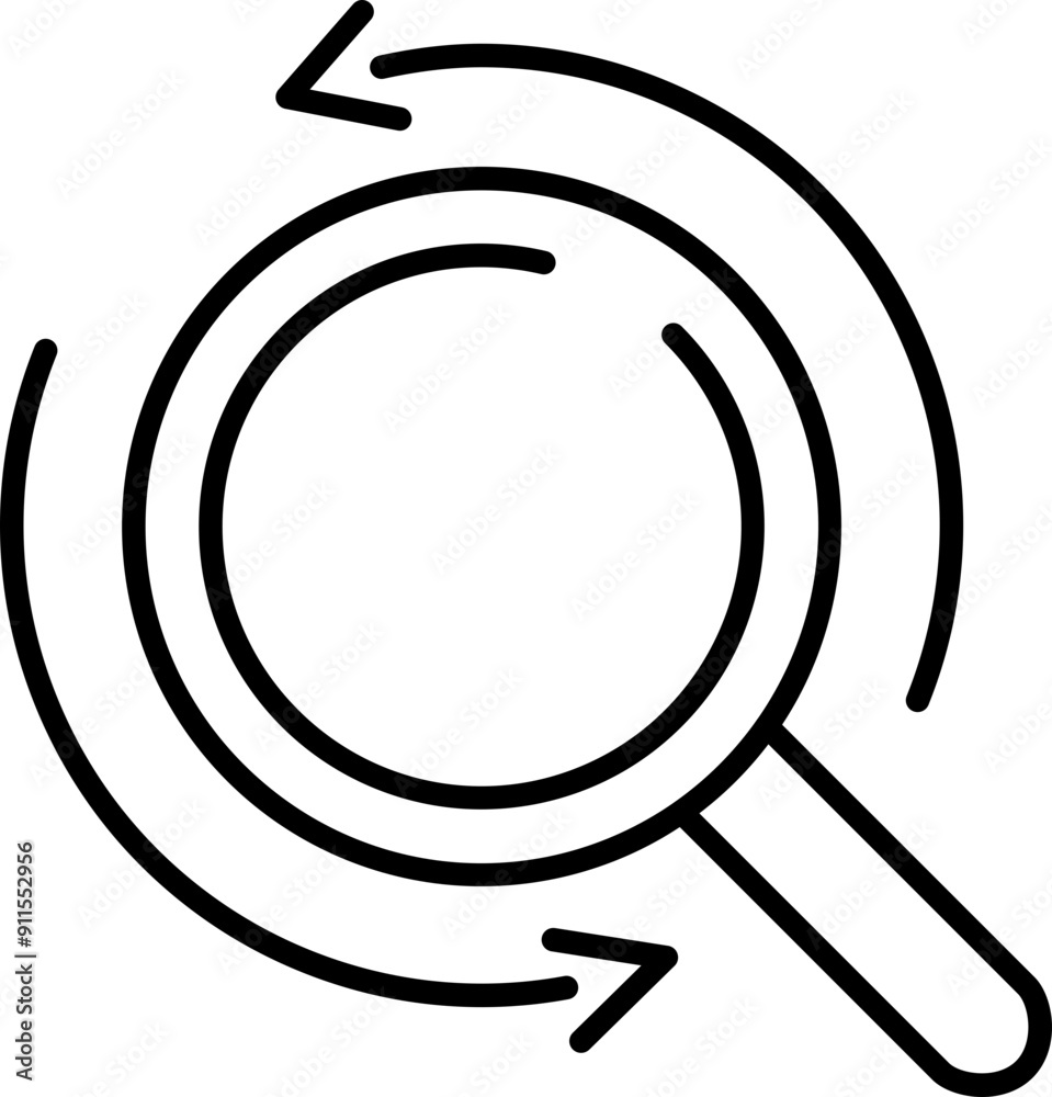 Magnifying glass icon. Recycle icon. Magnifying glass icon. Recycle icon.