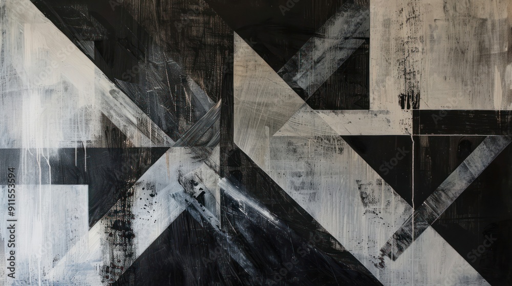 Contemporary Blend of Lines and Geometric Shapes in Bold Black and White. Contemporary Blend of Lines and Geometric Shapes in Bold Black and White.