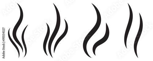 Smells line hot air icon set, hot aroma, smells or fumes. Fragrances evaporate icons.