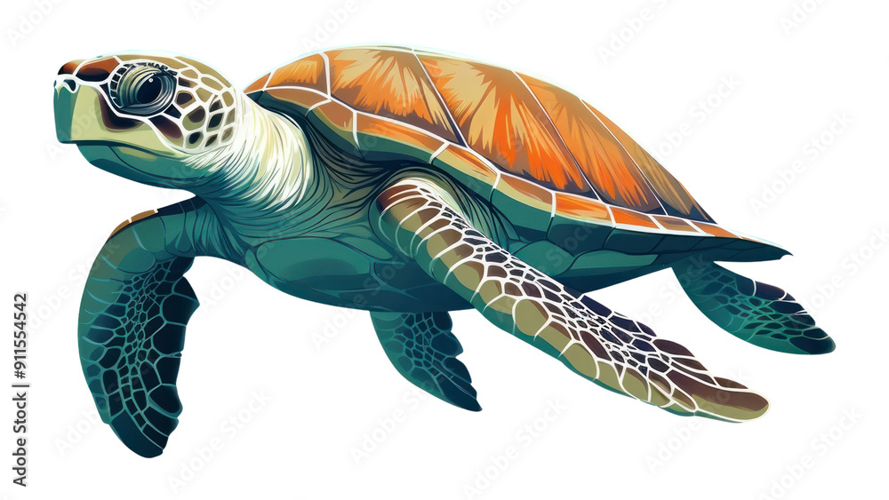 Fototapeta premium PNG Sea turtle reptile drawing animal.