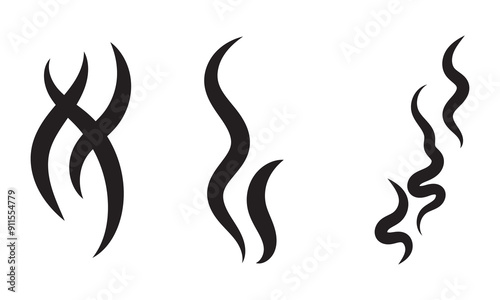 Smells line hot air icon set, hot aroma, smells or fumes. Fragrances evaporate icons.