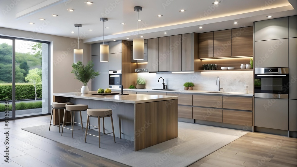 Sleek and Modern Kitchen with Integrated Appliances: A Symphony of Form and Function AI generated Sleek and Modern Kitchen with Integrated Appliances: A Symphony of Form and Function AI generated