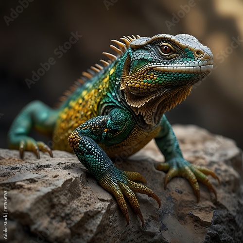 A sun-soaked lizard basks on a warm stone, its shimmering scales catching the light