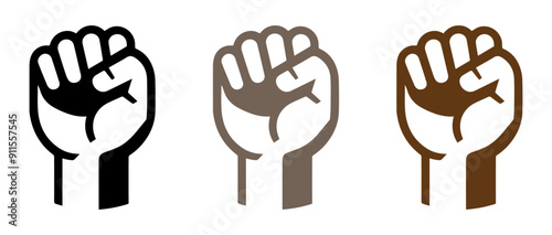 Raised Fist Power Icons - Black, Red, Brown Solidarity Symbols