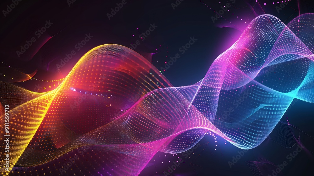 Fototapeta premium Bright poster with dynamic waves.with full color