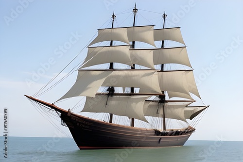 Sailing Barque: A Historic Three-Masted Ship of Exploration and Trade.