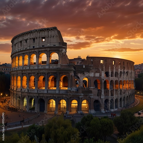 Rome Italy sunset coliseum